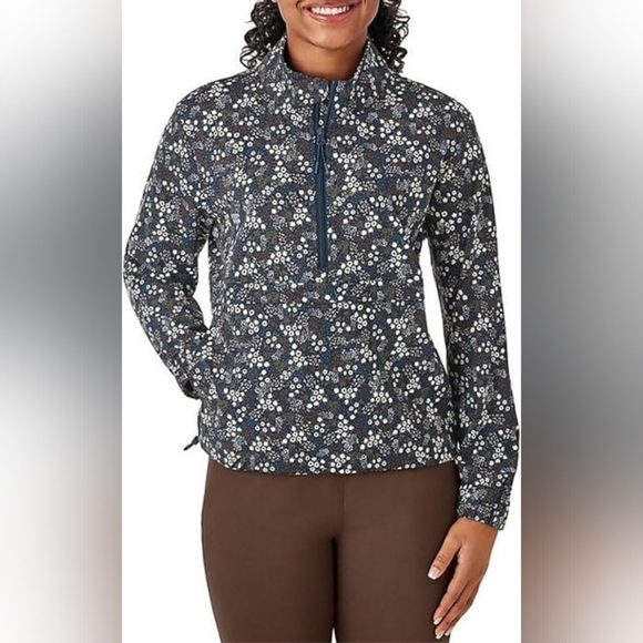 Member's Mark XS  Zipper‎ Kangaroo Pocket Long Sleeve Travel Pullover Floral NWT - Picture 1 of 14